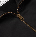 AMI - Logo-Appliquéd Fleece-Back Jersey Track Jacket - Black