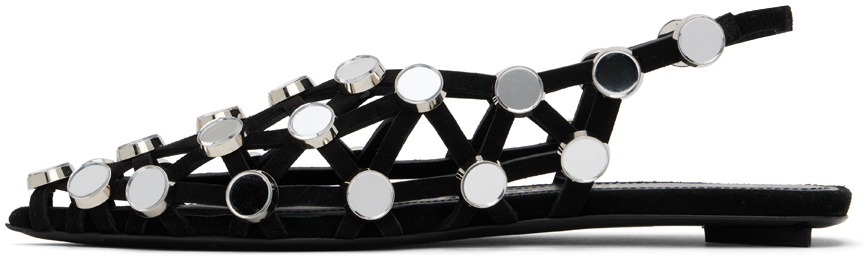 フラットシューズ THE ATTICO LEATHER GRID BALLERINA Grid embellished suede ballet flats in black - The Attico