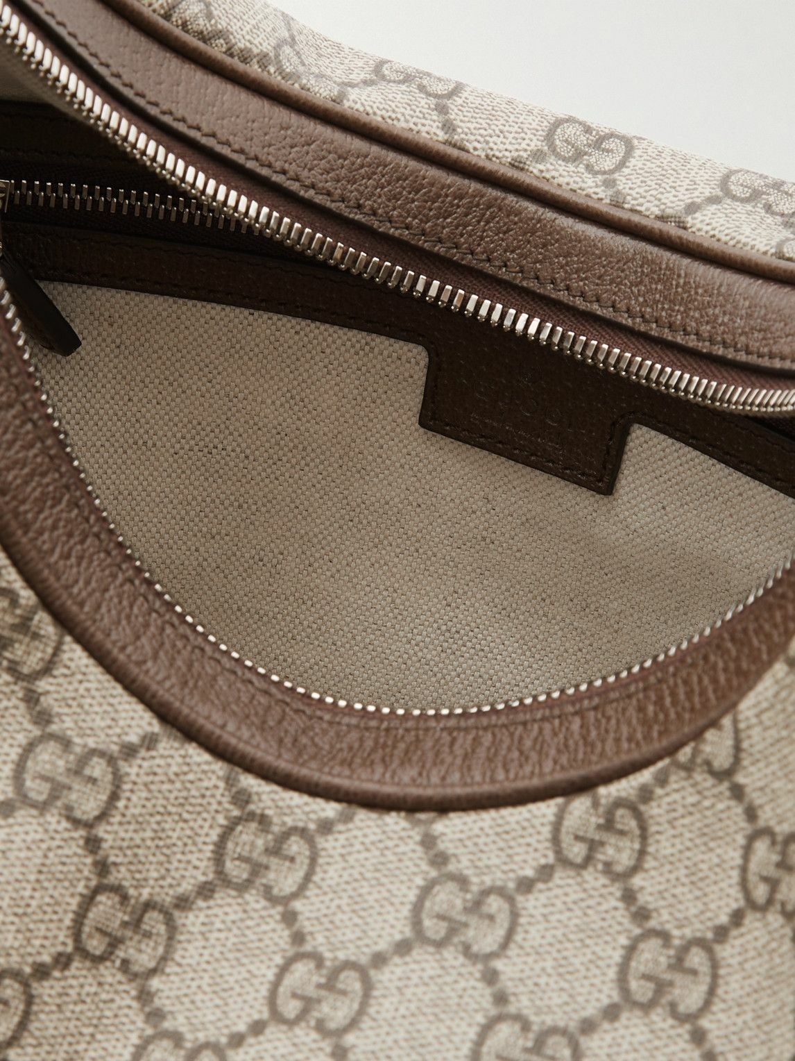 Attache webbing-trimmed leather shoulder bag