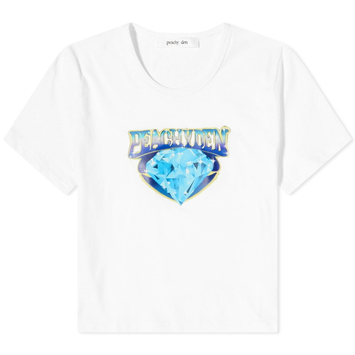 Photo: Peachy Den Women's Logo Baby T-Shirt in White