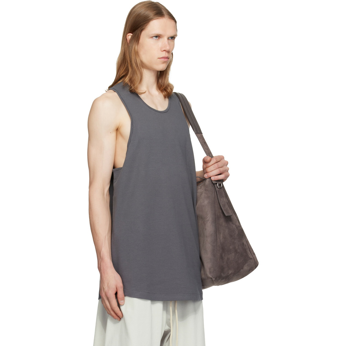 Fear of God ESSENTIALS Gray Ribbed Essential Tank Top