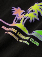 Pasadena Leisure Club - No Business Logo-Print Garment-Dyed Combed Cotton-Jersey T-Shirt - Black