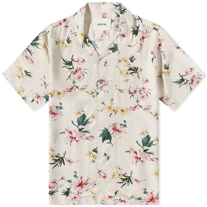 Photo: Kestin Men's Short Sleeve Crammond Shirt in Ecru Floral
