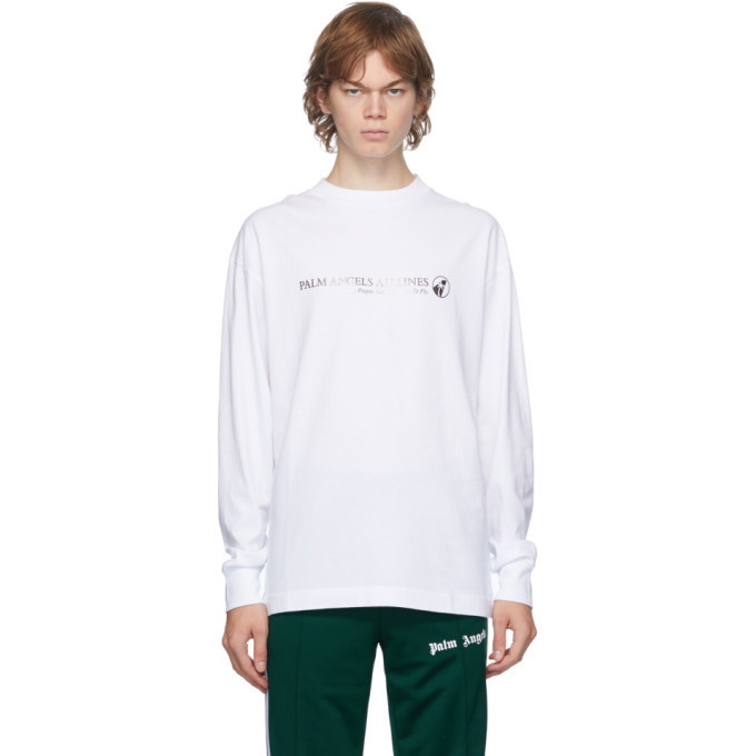 Photo: Palm Angels White Palm Airlines Long Sleeve T-Shirt