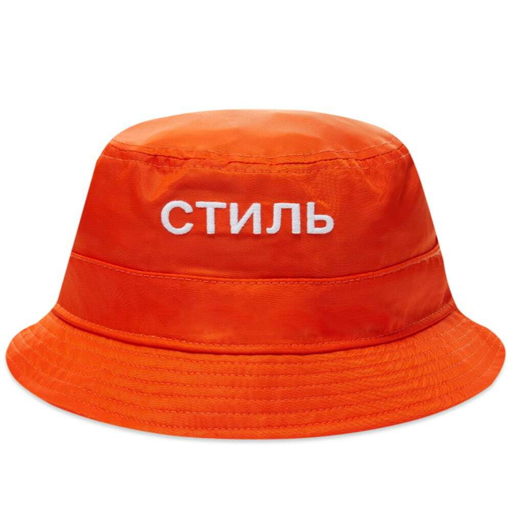 Photo: Heron Preston Men's CTNMB Bucket Hat in Orange