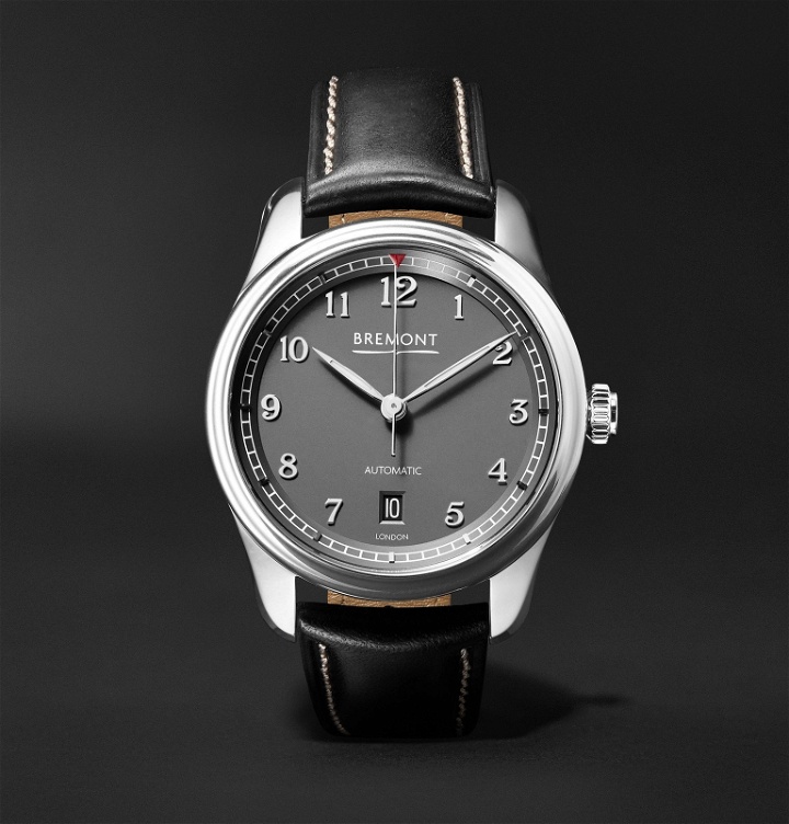 Photo: Bremont - Airco Mach 2 40mm Stainless Steel and Leather Watch - Gray