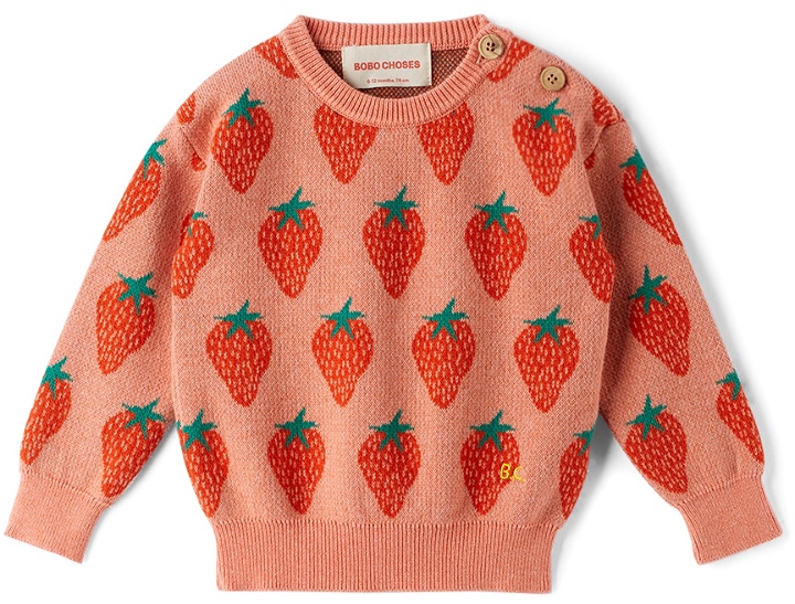 Photo: Bobo Choses Baby Pink Strawberry Jacquard Sweater