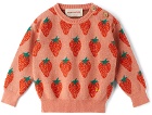 Bobo Choses Baby Pink Strawberry Jacquard Sweater