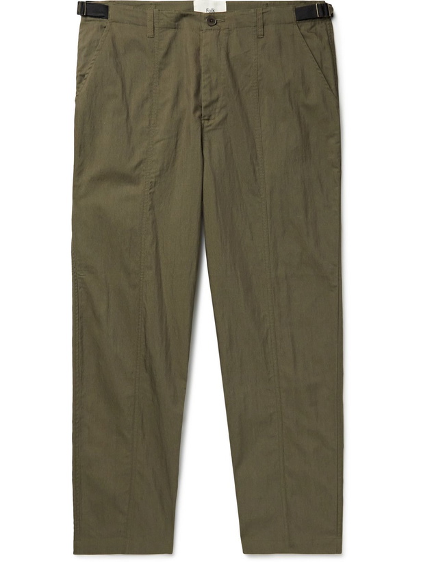 Photo: Folk - Slim-Fit Cotton and Nylon-Blend Twill Trousers - Green