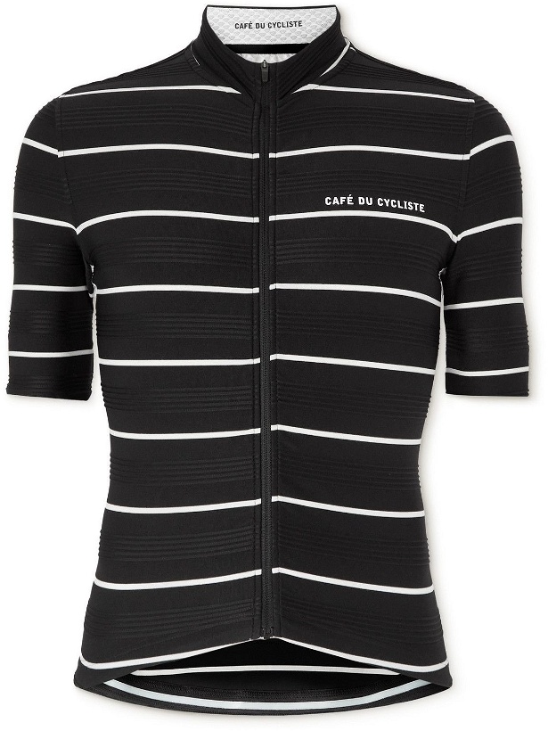 Photo: Café du Cycliste - Francine Striped Mesh-Panelled Cycling Jersey - Black