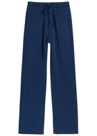 The Elder Statesman Daily Logo-embroidered Cotton and Cashmere-blend Sweatpants Navy