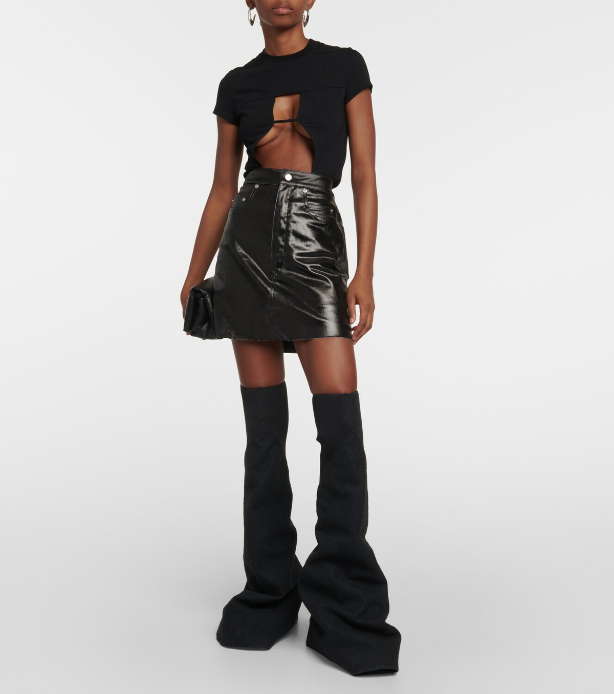 ロングブーツ RICK OWENS FW24 'Fetish' boots (DS02D2815BMC 911) Rick Owens Fetish knee-high boots Rick Owens