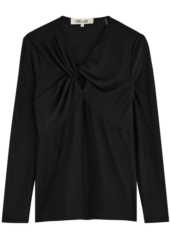 Photo: Diane Von Furstenberg Ursula Knotted Lamé top Black