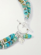 Peyote Bird - Cedar Double Sonoran Sterling Silver, Turquoise and Peridot Bracelet
