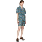 BEAMS PLUS Blue Beach Batik Print Shorts