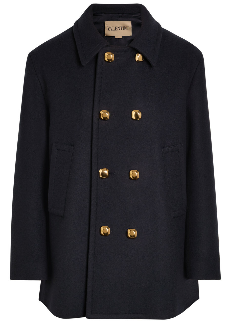 Valentino Garavani Double-breasted Wool Peacoat Navy