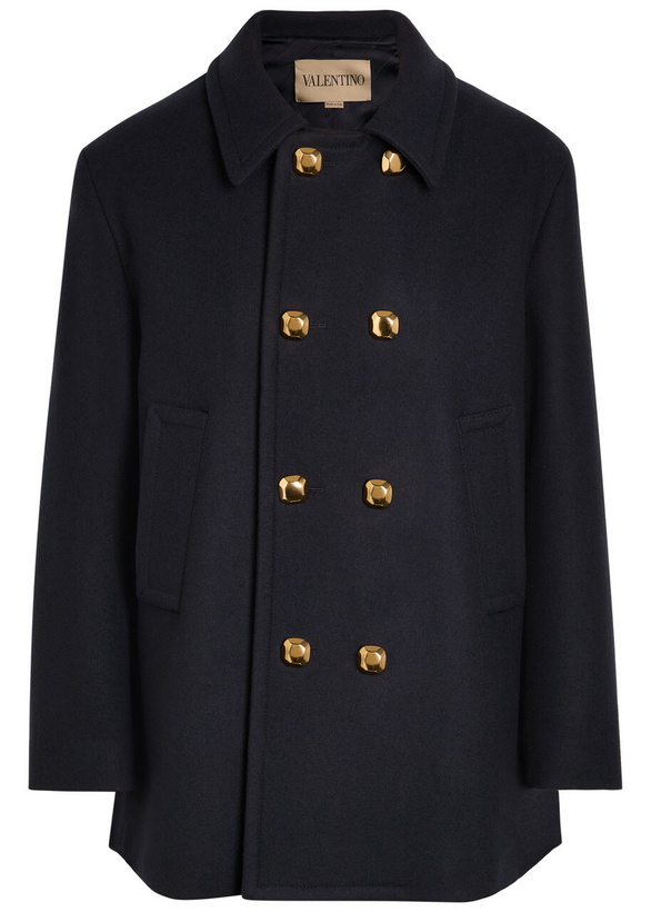 Photo: Valentino Garavani Double-breasted Wool Peacoat Navy