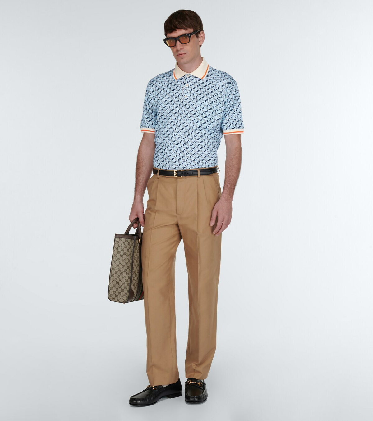 Gucci - Geometric G cotton-blend piqué polo shirt