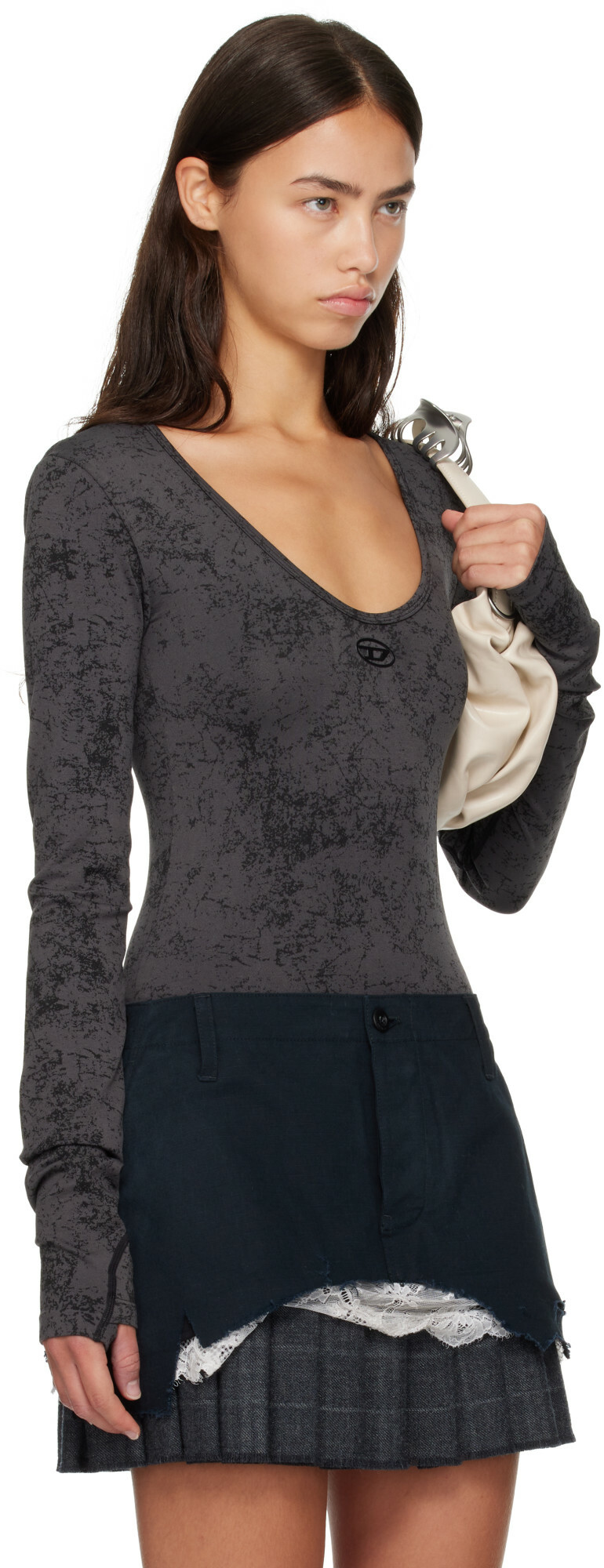 Diesel Black Open Back Bodysuit