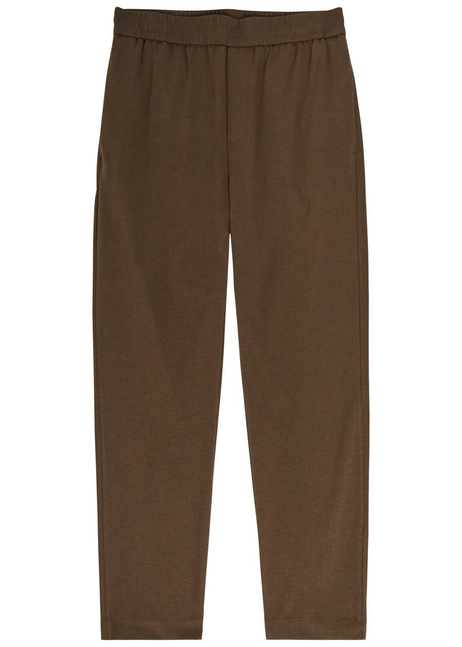 Raith Geneva Textured Tapered-leg Jersey Trousers Brown