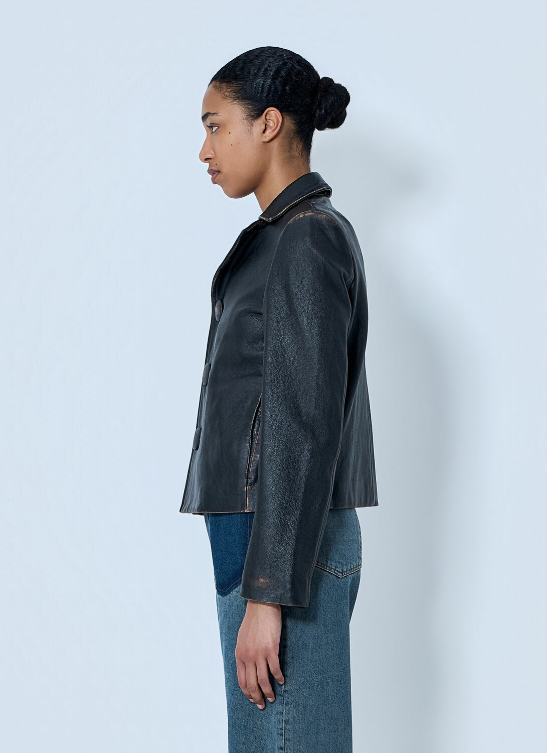 MM6 Maison Margiela Leather Button-Front Jacket
