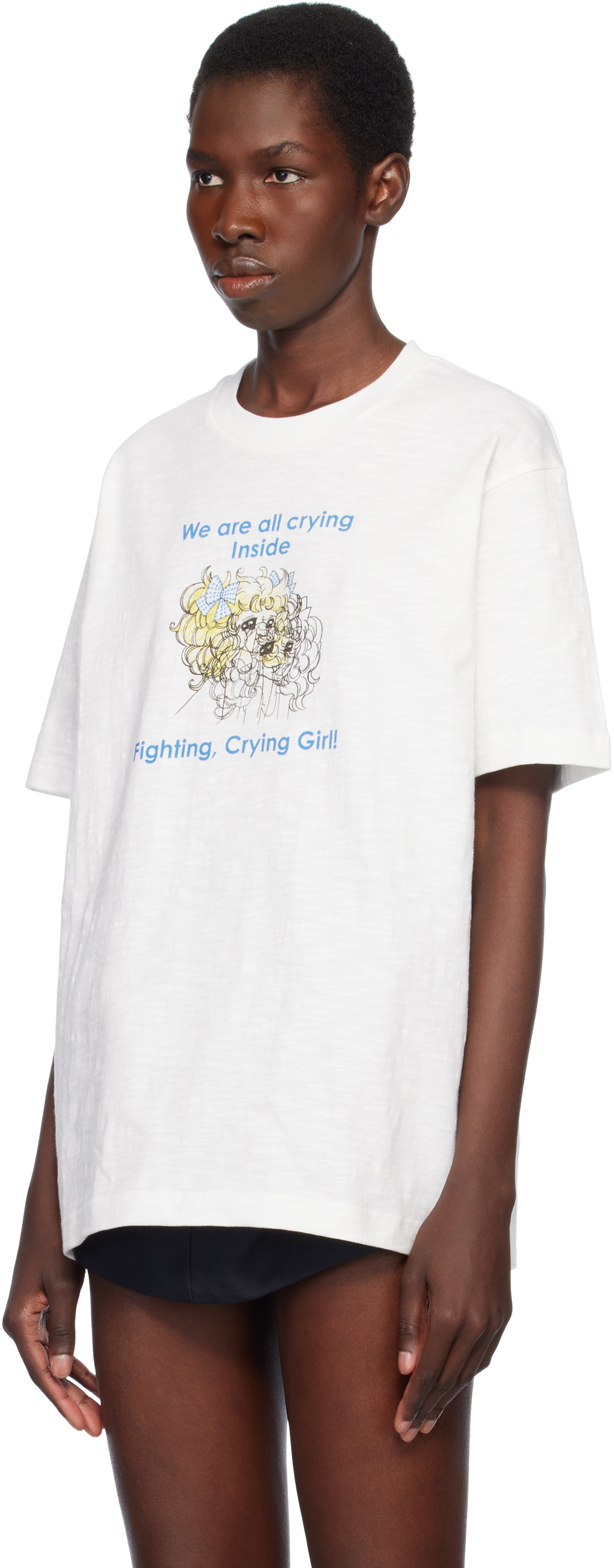Pushbutton White 'Crying Girl' T-shirt