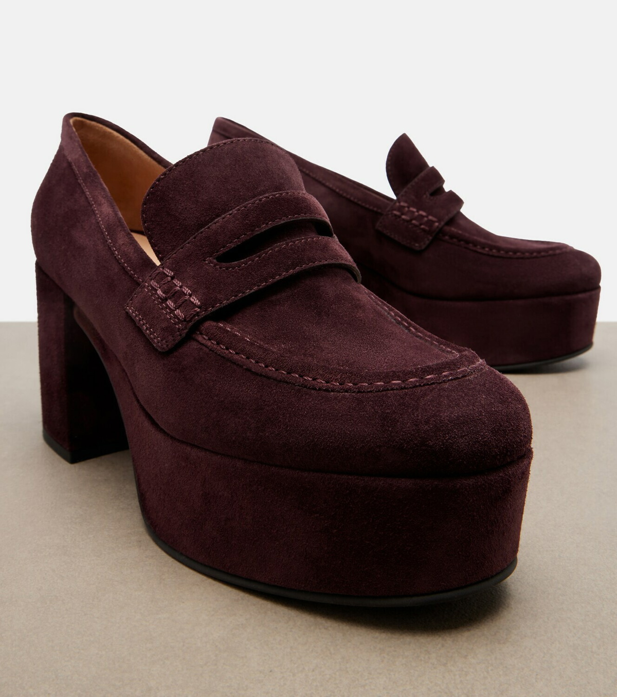 Gianvito Rossi Jenna suede platform penny loafers
