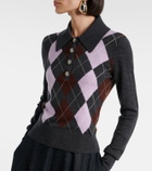 Self-Portrait Argyle wool polo sweater