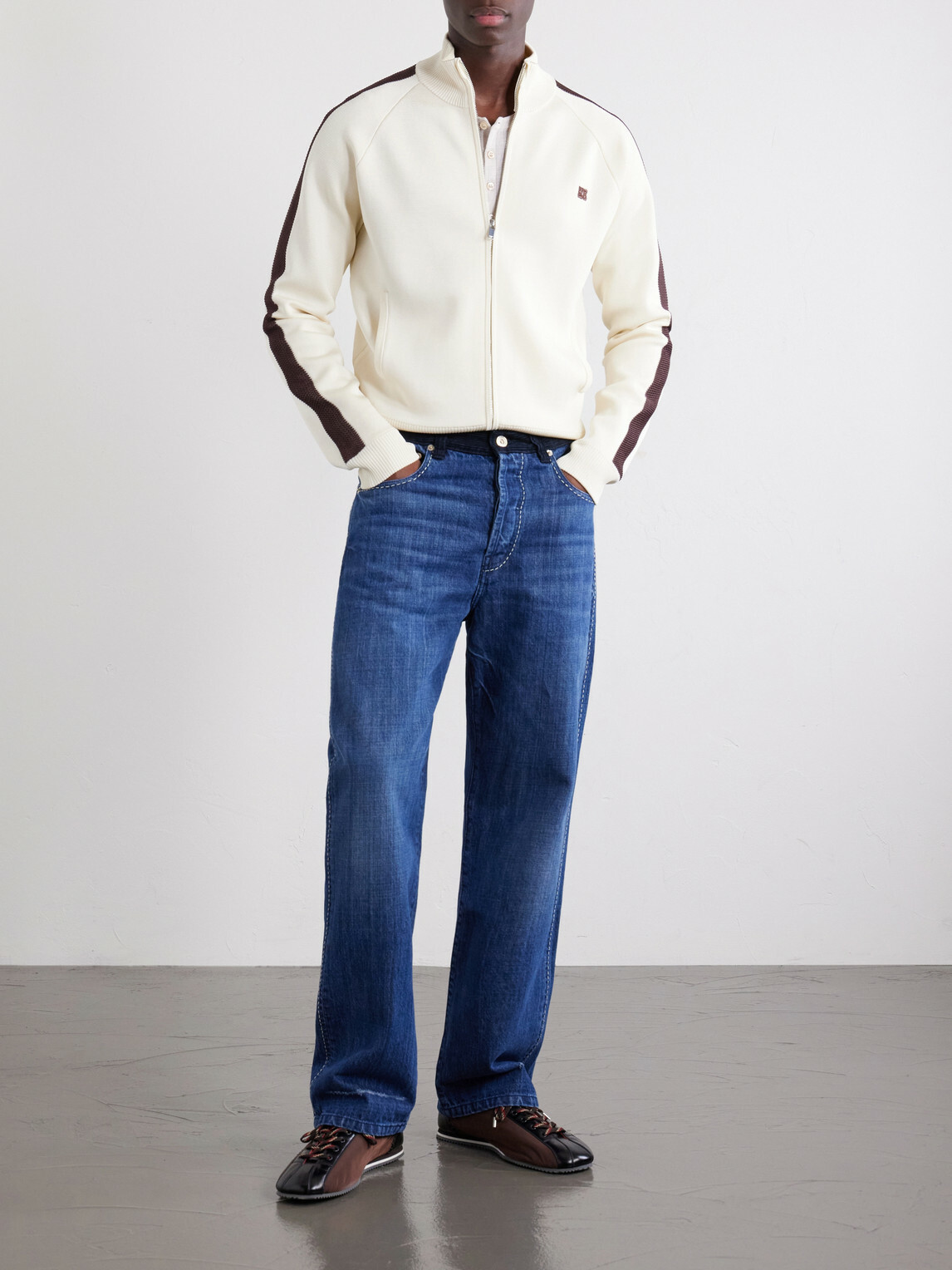 Wales Bonner - Tide Logo-Embroidered Knitted Jacket - White