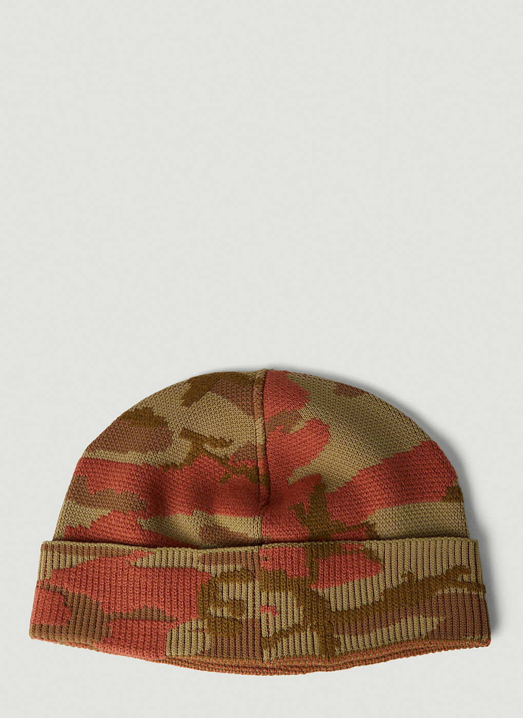 Logo Patch Camouflage Beanie Hat in Multicolour Stone Island