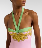Versace Printed halterneck swimsuit