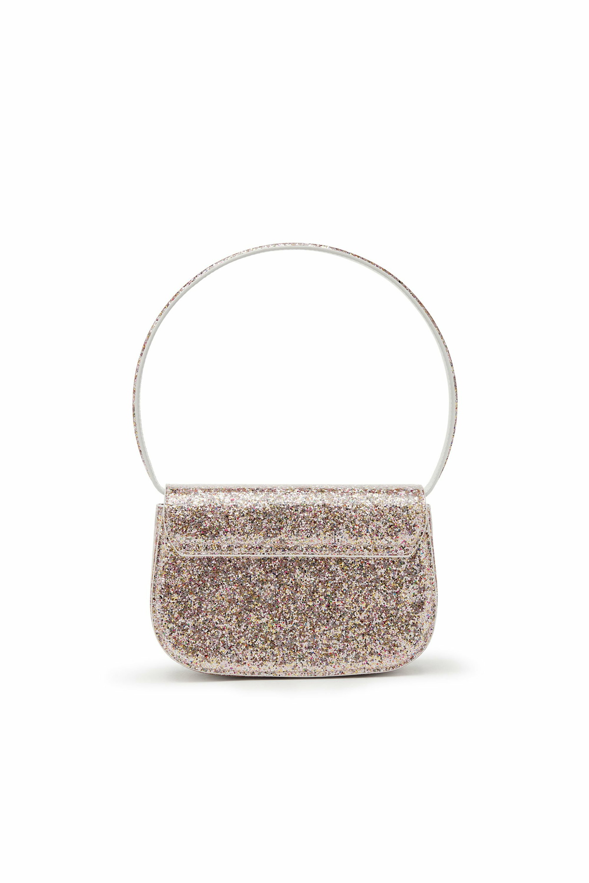 Diesel 1DR-Iconic shoulder bag with macro glitter - Shoulder Bags Womens in Pink