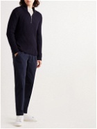 Sunspel - Slim-Fit Ribbed Merino Wool Half-Zip Sweater - Blue