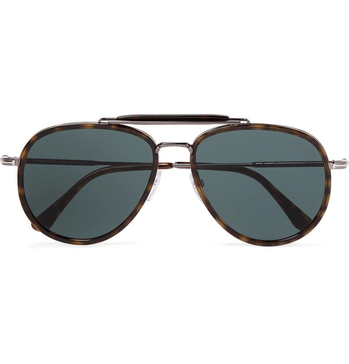 Photo: TOM FORD - Tripp Aviator-Style Tortoiseshell Acetate and Silver-Tone Sunglasses - Tortoiseshell