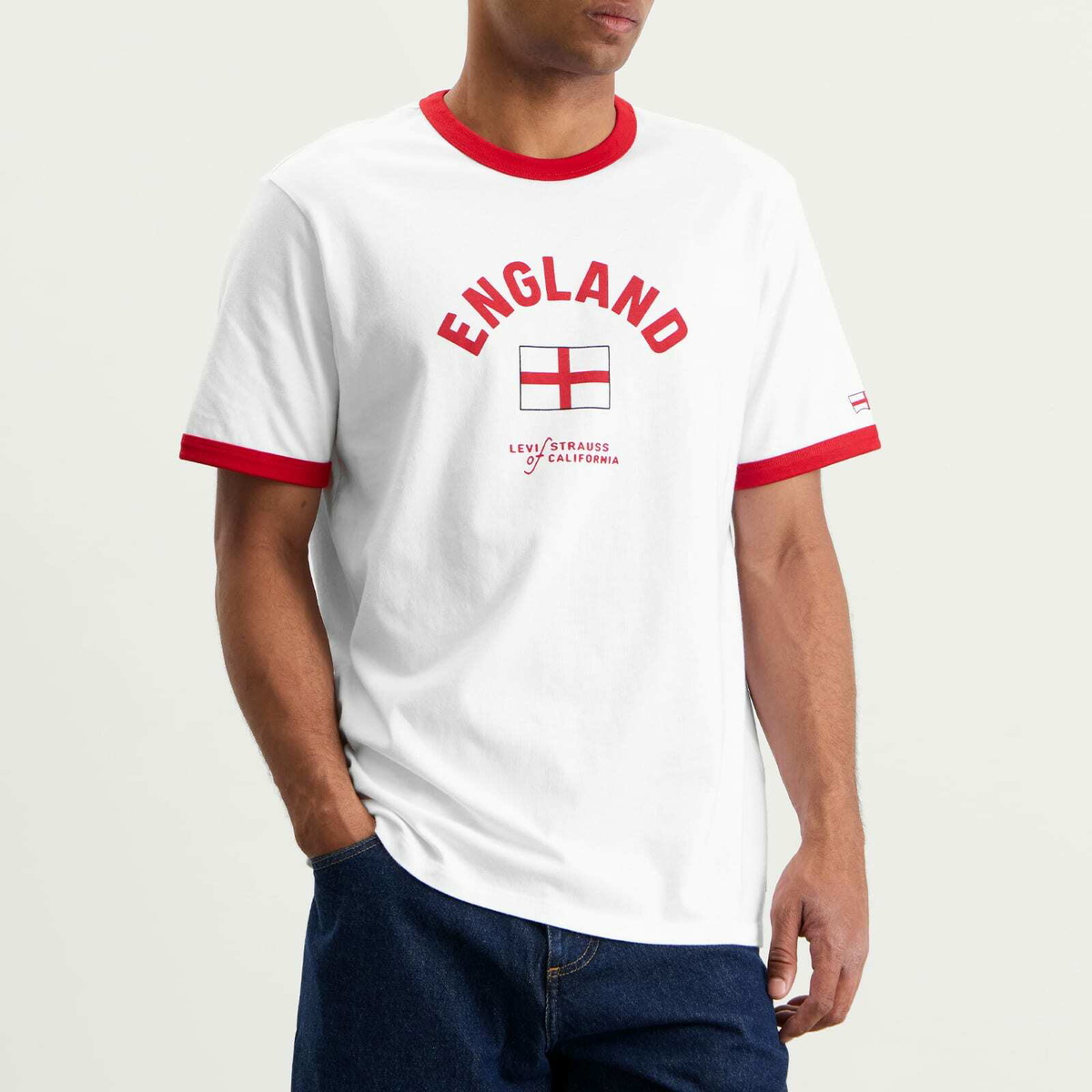 Levi's Men's England Retro Ringer T-Shirt in White