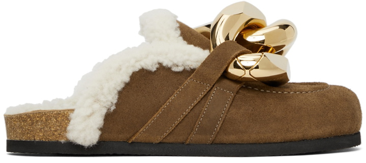Photo: JW Anderson Brown Shearling Curb Chain Loafers