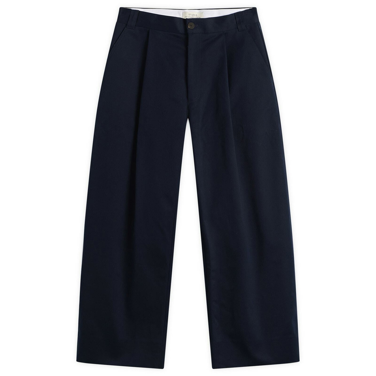 Studio Nicholson Men's Sorte Deep Pleat Volume Twill Pants in Dark
