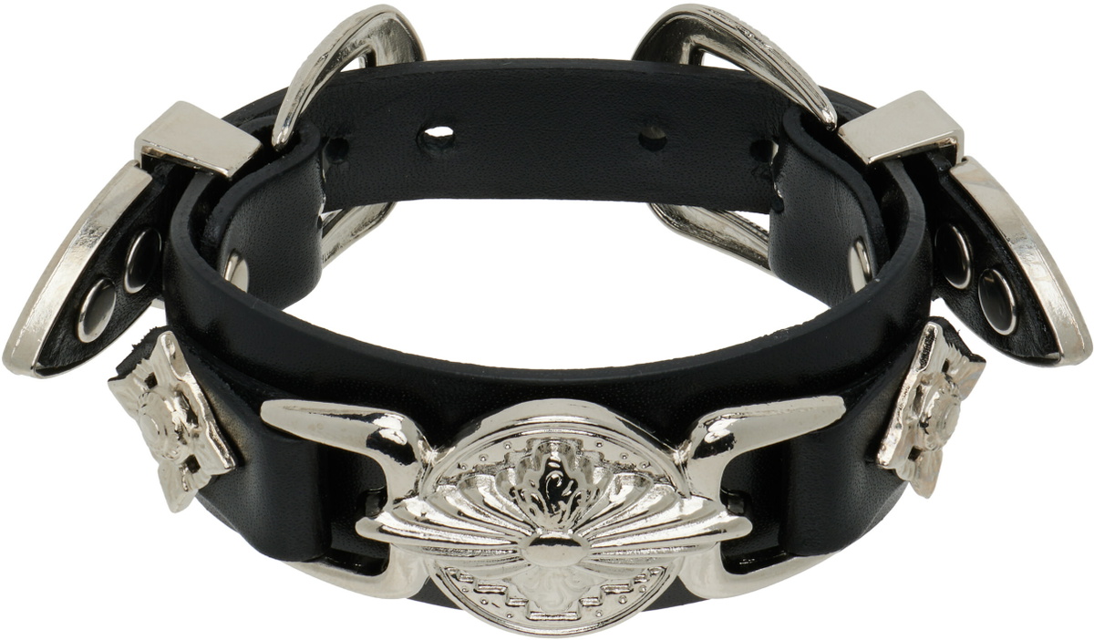 TOGA Women's Concho Leather Bangle in Black Toga Pulla