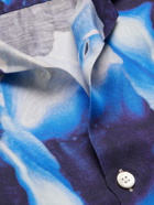 NN07 - Miyagi Camp-Collar Printed Lyocell and Linen-Blend Shirt - Blue