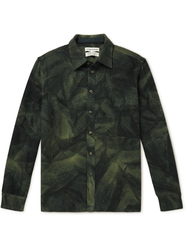 Photo: A Kind Of Guise - Dullu Tie-Dyed Virgin Wool-Flannel Overshirt - Green