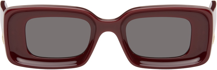 Photo: LOEWE Burgundy Rectangular Sunglasses