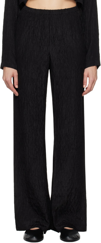 Photo: Silk Laundry Black Crinkle Flare Lounge Pants