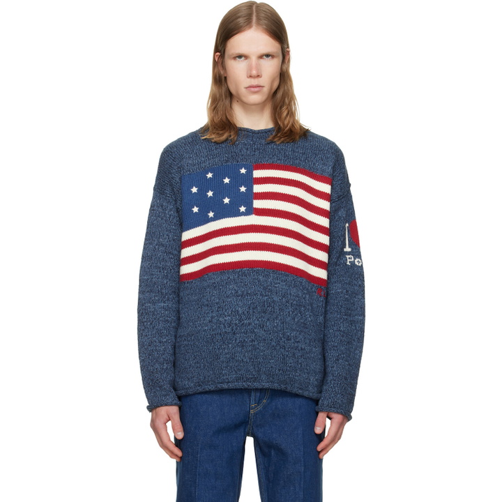 Photo: Polo Ralph Lauren Blue 'The I Heart Polo' Flag Sweater