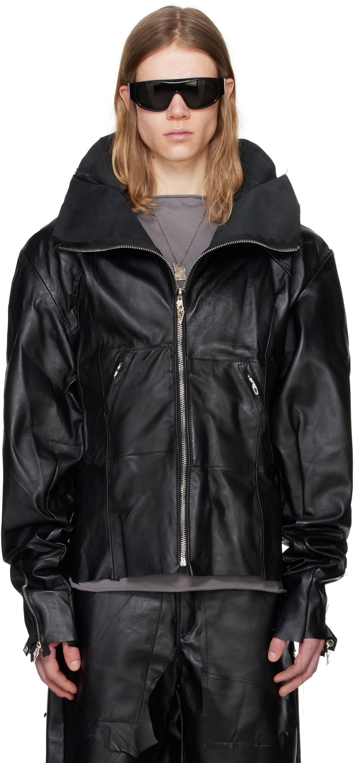 Swampgod Black Dragoncello Cropped Leather Jacket Swampgod