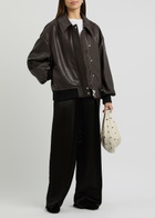 Khaite Shelman Leather Jacket Brown Dark