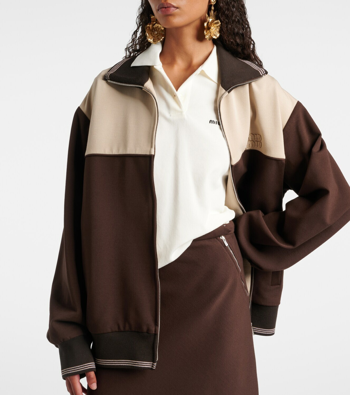 Miu Miu Colorblocked zip-up sweatshirt