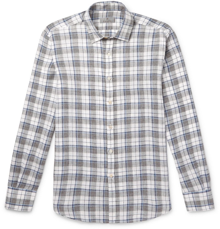 Photo: Canali - Checked Linen Shirt - Men - Gray