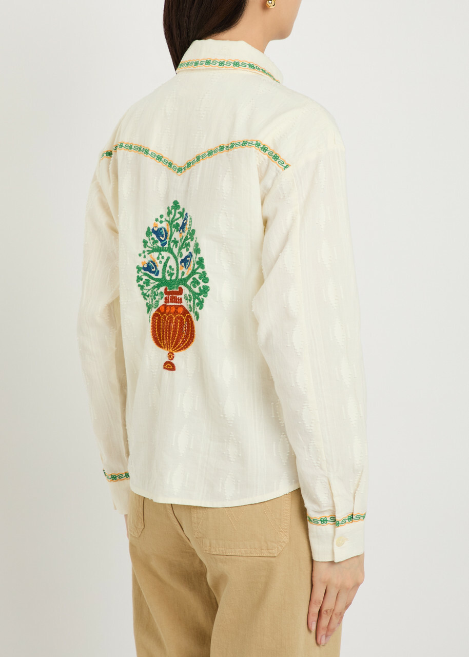 Mother The Peasent Poet Embroidered Cotton Shirt White