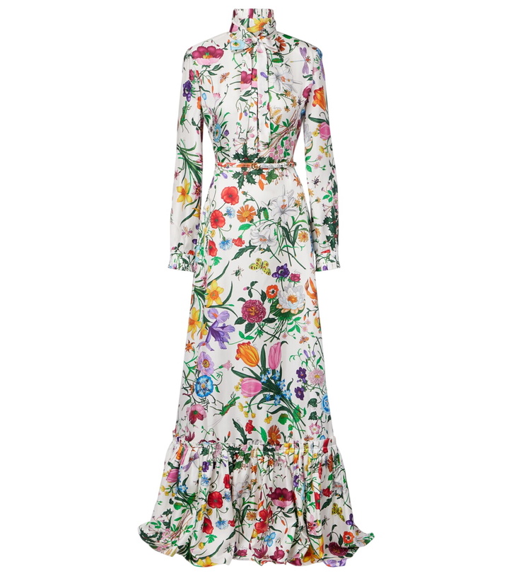 Photo: Gucci Floral belted silk twill gown