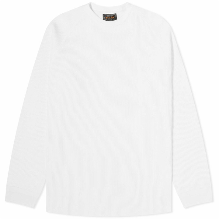 Photo: Beams Plus Men's Long Sleeve Thermal T-Shirt in White